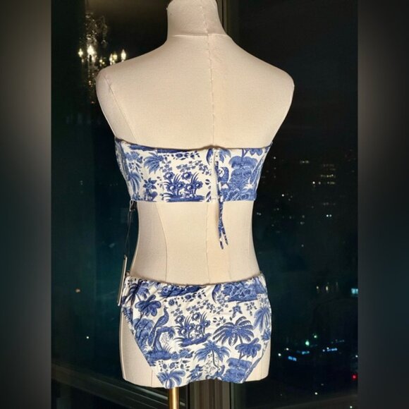 🆕 STAUD 🧿 NWT Blue Toile Bikini Set, Mala Top & Corsage Bottom - Sz L - Blue - Picture 7 of 16